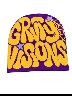 Gucci Purple and Yellow Graphic V-Neck Sweater with Star Accents